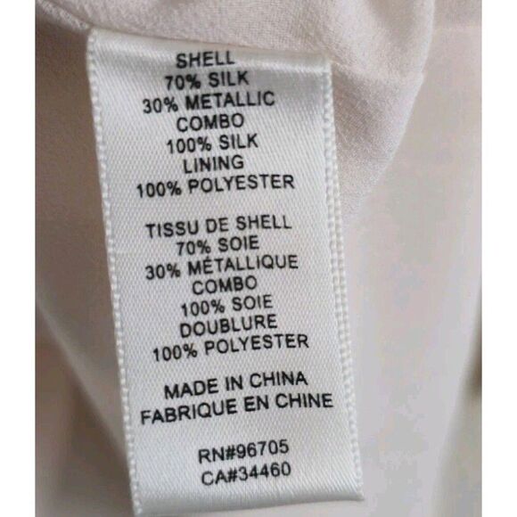 Rebecca Taylor Silk Metallic Flecked Button Front Blouse Size 8 - Picture 6 of 10